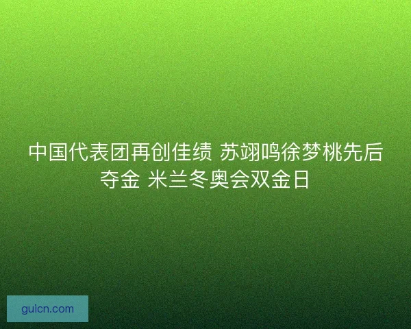 中国代表团再创佳绩 苏翊鸣徐梦桃先后夺金 米兰冬奥会双金日